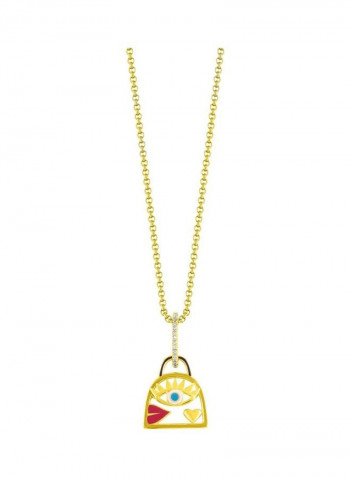 18K Eye Enamel Gold XRachel Collection Pendant Necklace