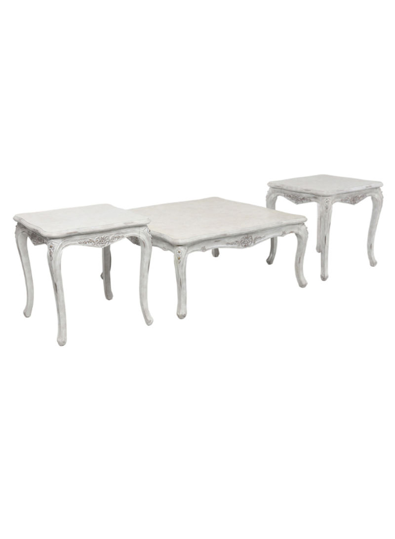 2-Piece Emily Side Table Set With Coffee Table Off White