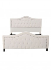 Livi Upholstered Bed Frame And Headboard Set With Mattress Ivory 180 x 200centimeter