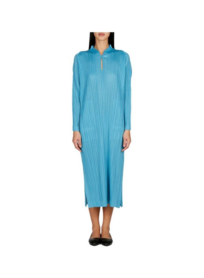 Pleated Stretch Detailed Dress 73 Sky Blue