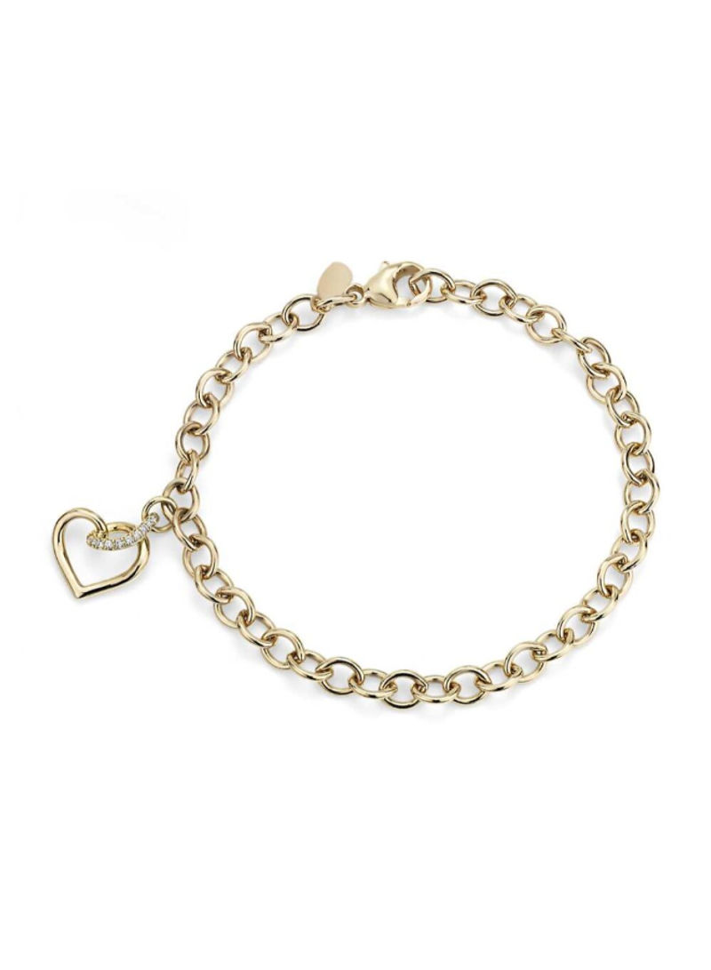 18 Karat Gold Twist Heart Bracelet