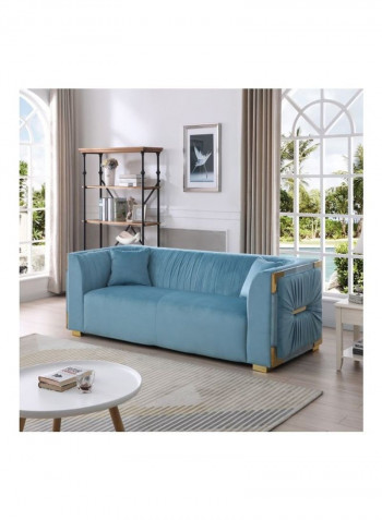 Annalisa 3-Seater Velvet Sofa With 2-Cushions Blue 230x88x77cm