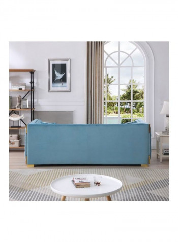 Annalisa 3-Seater Velvet Sofa With 2-Cushions Blue 230x88x77cm