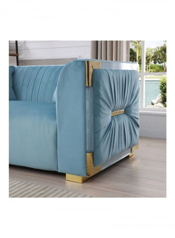 Annalisa 3-Seater Velvet Sofa With 2-Cushions Blue 230x88x77cm