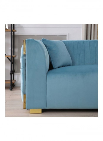 Annalisa 3-Seater Velvet Sofa With 2-Cushions Blue 230x88x77cm