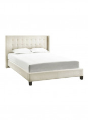 Melina Tufted Wingback Bed With Mattress Beige/White Super King