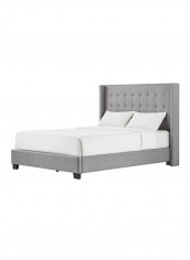 Melina Tufted Wingback Bed With Mattress Grey/White Super King
