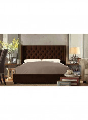 Skyline Wingback Tufted Bed Frame Without Mattress Brown Super King