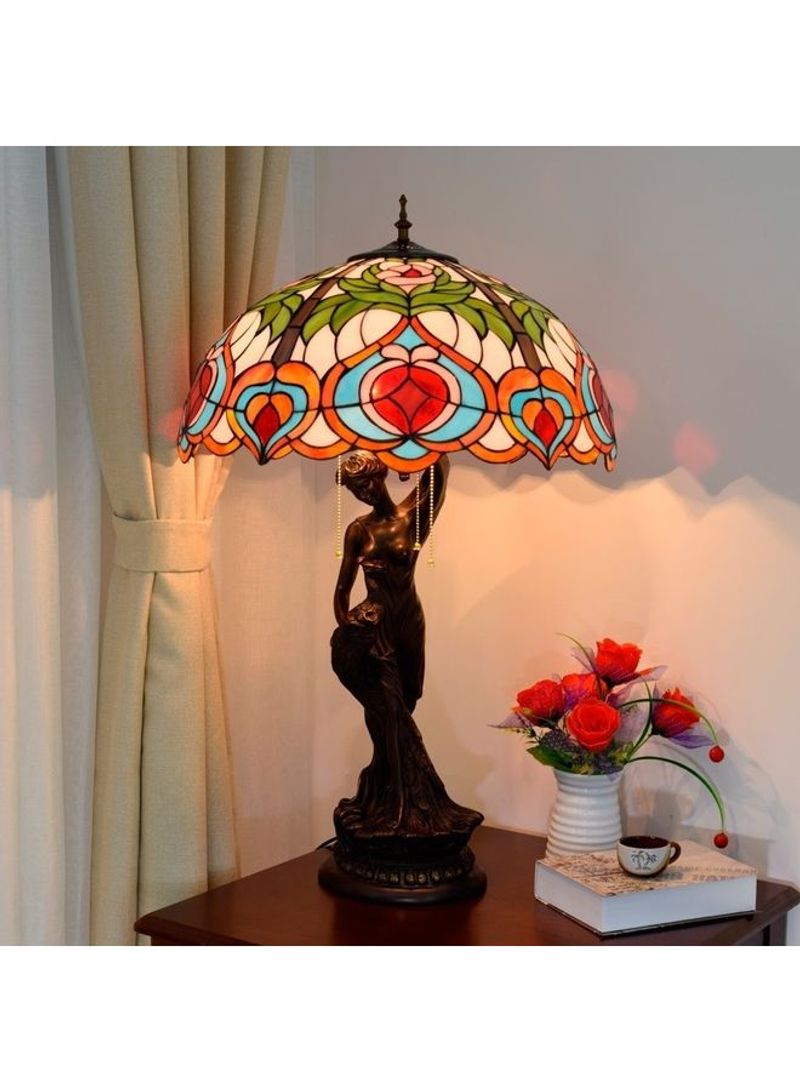 Retro Stained Glass Lampshade Table Lamp Multicolour 83 x 52 x 52centimeter