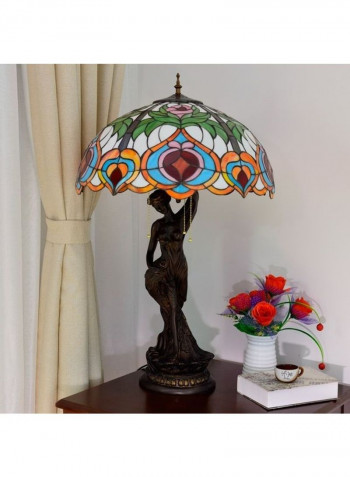 Retro Stained Glass Lampshade Table Lamp Multicolour 83 x 52 x 52centimeter