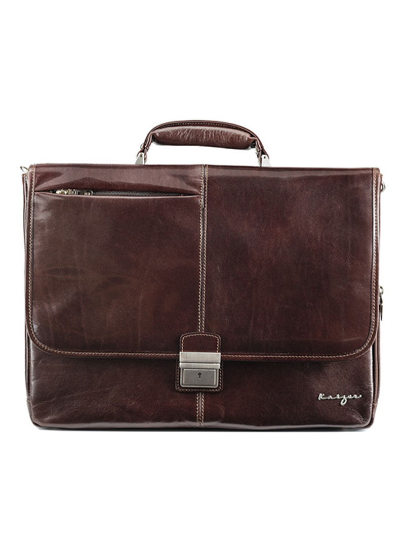 Stateman Leather Briefcase Bag Dark Brown