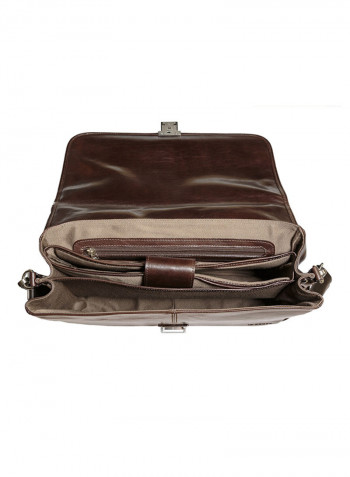 Stateman Leather Briefcase Bag Dark Brown