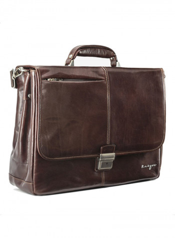 Stateman Leather Briefcase Bag Dark Brown