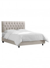 Tufted Bed With Mattress Light Grey 200 x 200centimeter