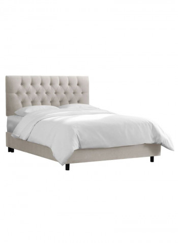 Tufted Bed With Mattress Light Grey 200 x 200centimeter