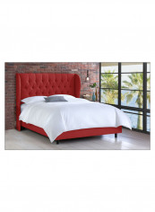 Tufted Upholstered Bed With Mattress Red 200 x 200centimeter
