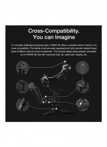 Crane 3S 3-Axis Gimbal Stabilizer Black
