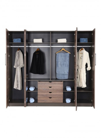 Eros 6-Door Wardrobe Beige/Grey 243x60x218centimeter