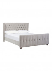 David Tufted Wingback Bed With Mattress Grey/White Super King