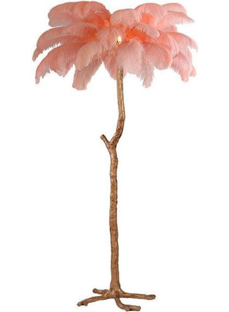 Ostrich Feather Floor Lamp Pink/Brown