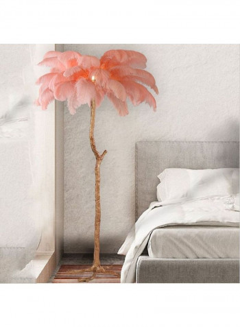 Ostrich Feather Floor Lamp Pink/Brown