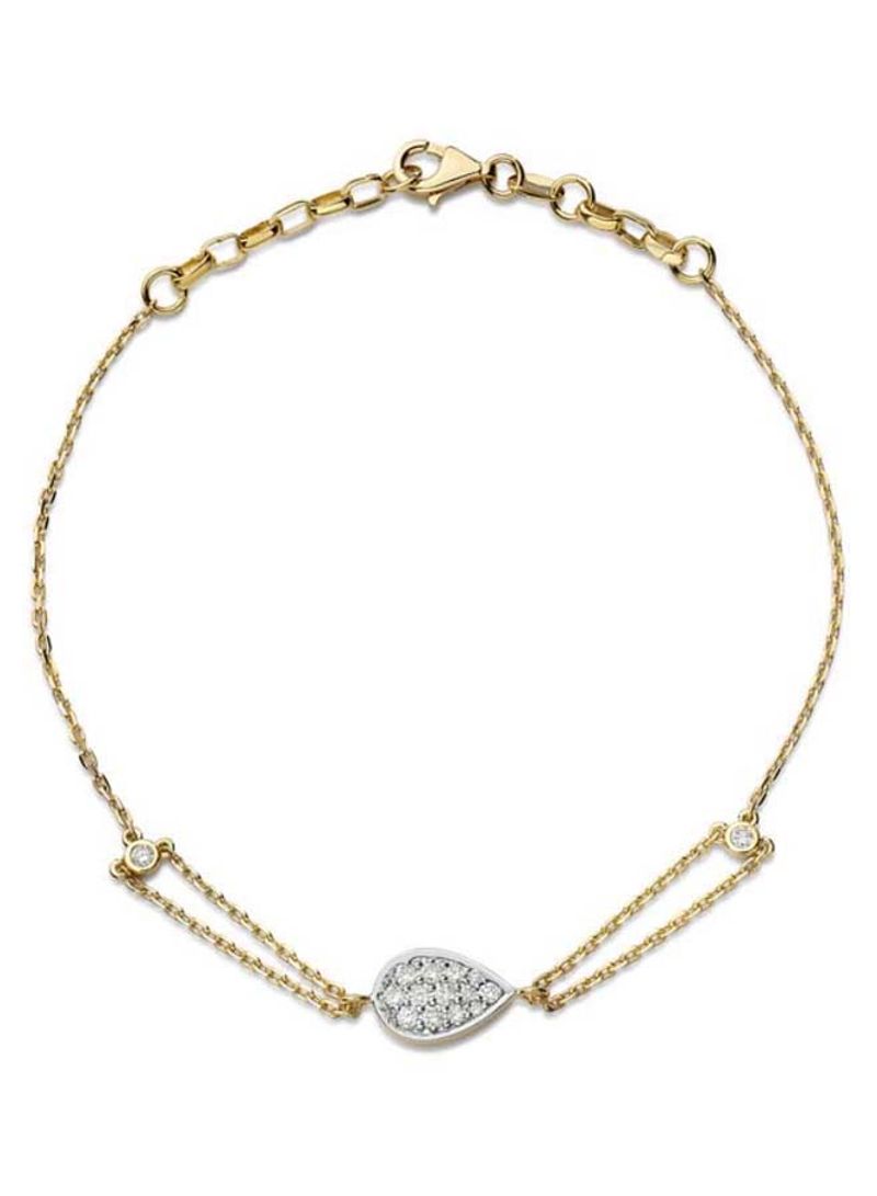 18K Gold Pear Shape Diamond Studded Bracelet