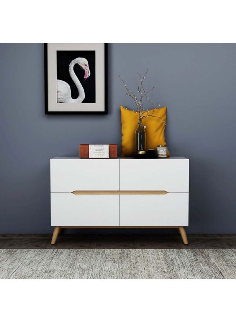Solid Wood Sideboard Cabinet White 1200x413x730millimeter