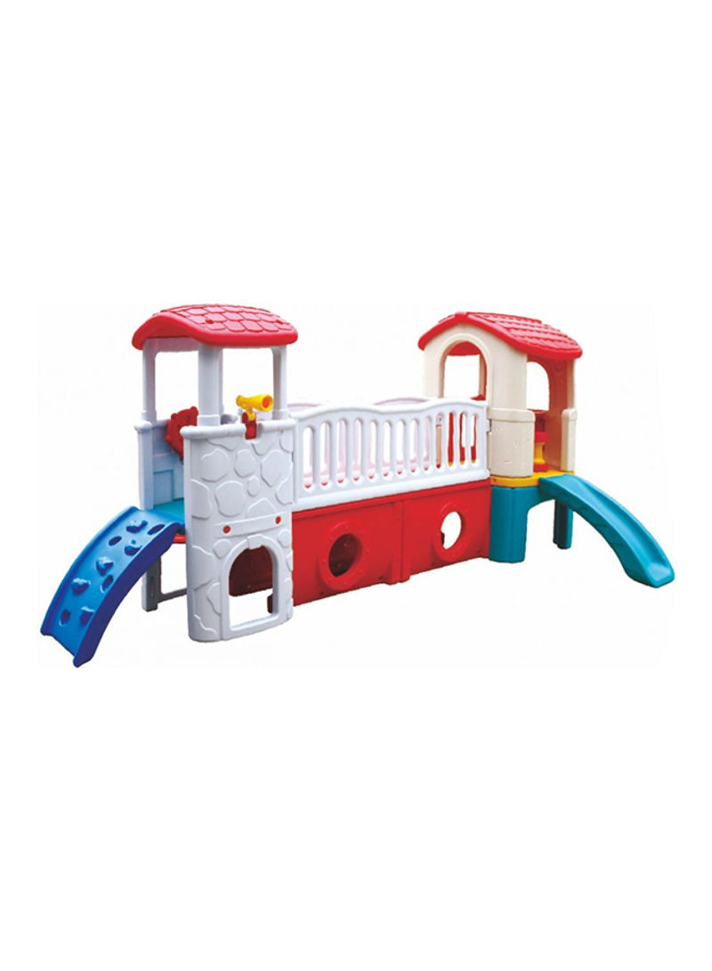 Twin Tower Playhouse And Slide Set 16311 400x 170x 175centimeter