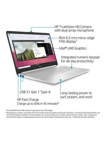 15-Dy1036nr Laptop With 15.6-Inch Display, Core i5 Processer/8GB RAM/256GB SSD/Intel UHD Graphics Natural Silver