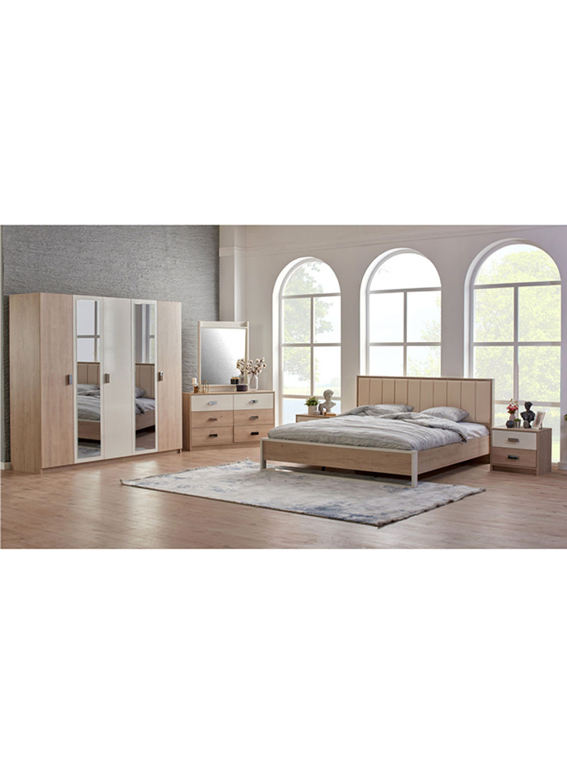 5-Piece Passi King Bedroom Set Beige 180x200cm