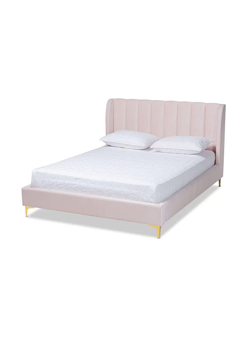 Colley Low Profile Platform Super King Bed With Spring Mattress Pink 200x200cm