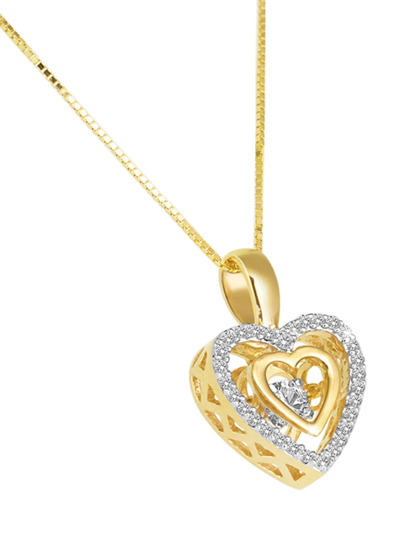 Yellow Gold 0.2 Carat Diamond Valentine Dangling Pendant