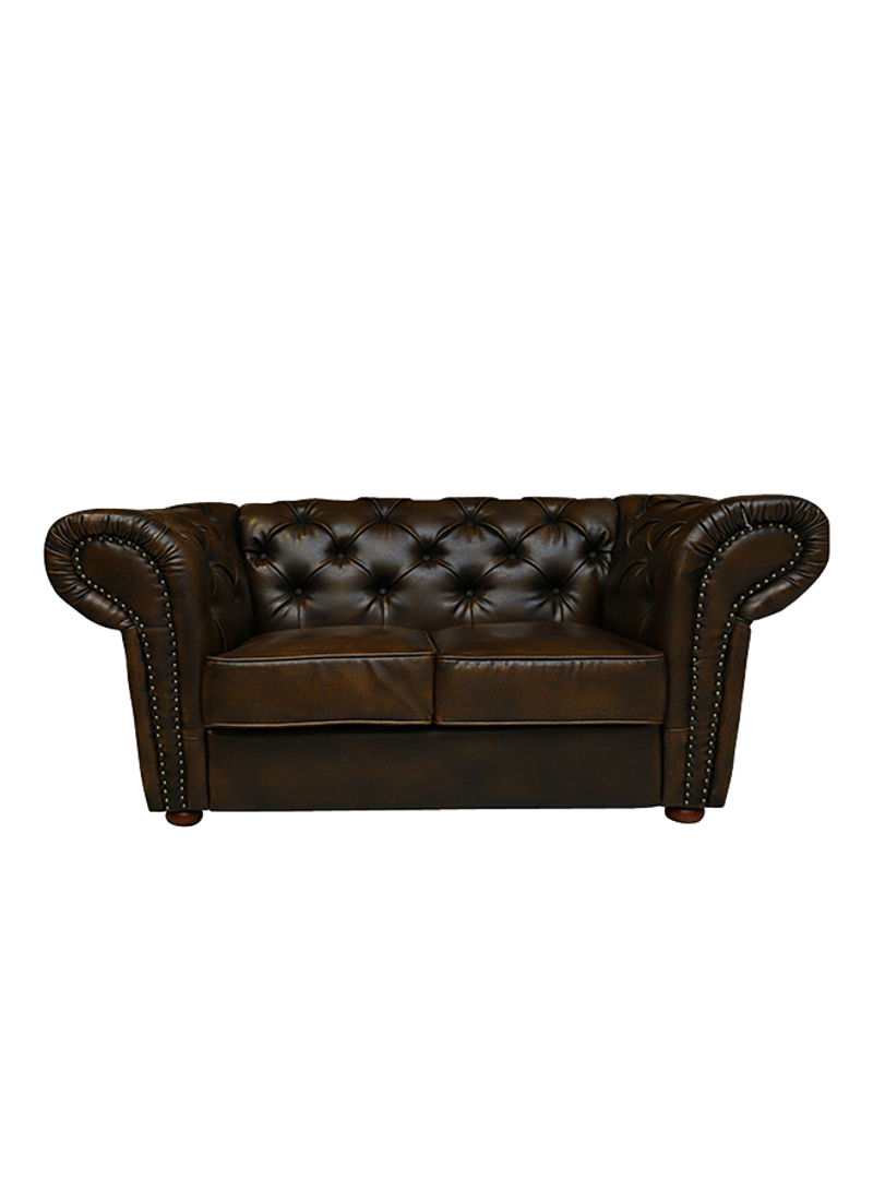 Dundee Crafted 2-Seater Leather Sofa Brown 165x75x95centimeter