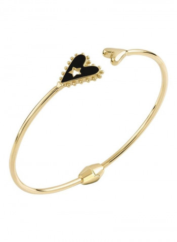 18K Black Enamel Gold XRachel Collection Open Heart Bangle