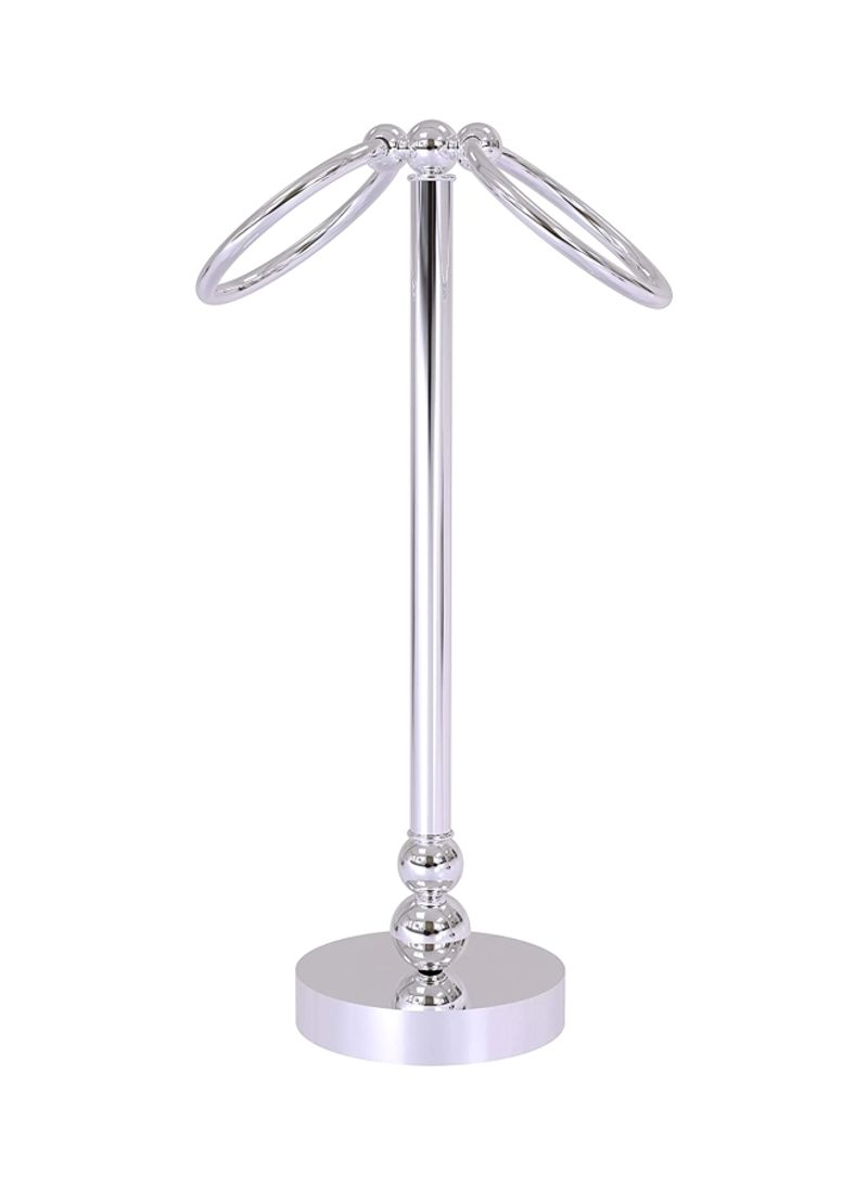 2-Ring Guest Towel Holder Stand Silver 5x12x5inch