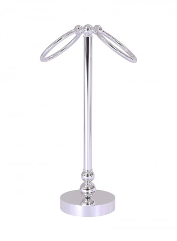 2-Ring Guest Towel Holder Stand Silver 5x12x5inch