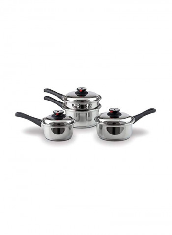 17-Piece Stainless Steel Cookware Set Silver/Black
