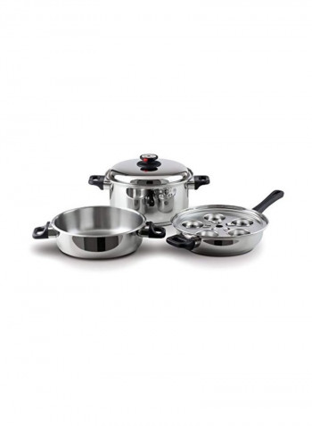 17-Piece Stainless Steel Cookware Set Silver/Black