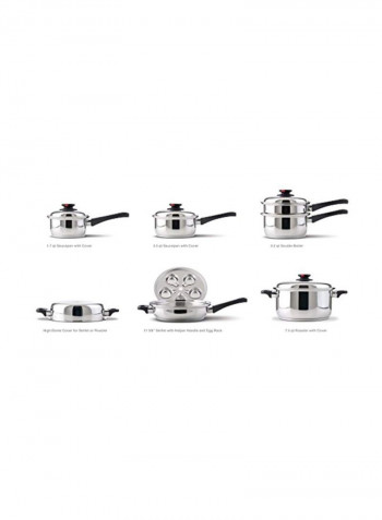 17-Piece Stainless Steel Cookware Set Silver/Black