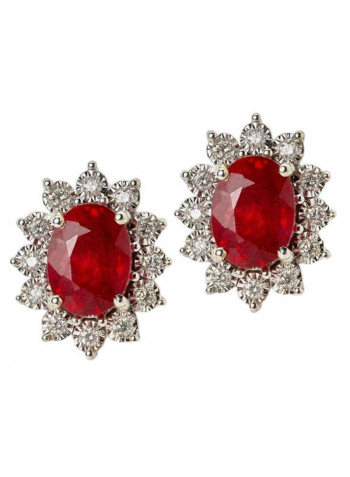 18K Gold Diamond & Ruby Studded Earrings
