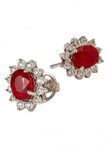 18K Gold Diamond & Ruby Studded Earrings
