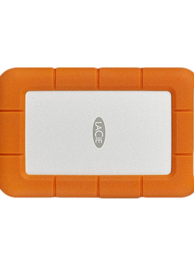 Rugged External Hard Drive With USB Port And Blow Off Duster Spray Orange/Grey