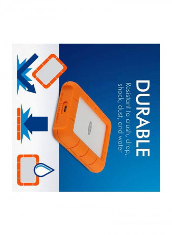 Rugged External Hard Drive With USB Port And Blow Off Duster Spray Orange/Grey