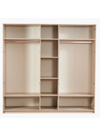 Sienna 5-Door Wardrobe With Mirror Beige/Silver 223x216x59.5cm