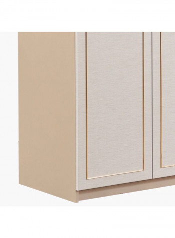 Sienna 5-Door Wardrobe With Mirror Beige/Silver 223x216x59.5cm