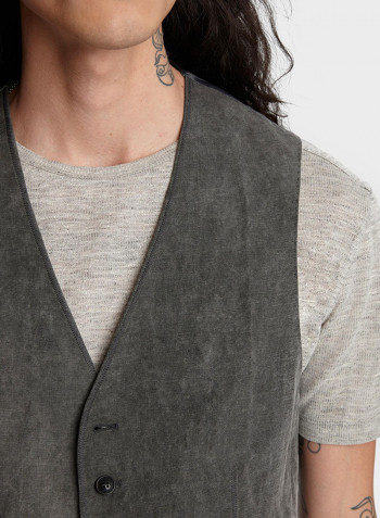Slim Fit Button Front Waistcoat Medium Grey