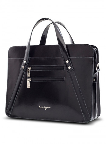 Adroit Leather Business Laptop Bag Black