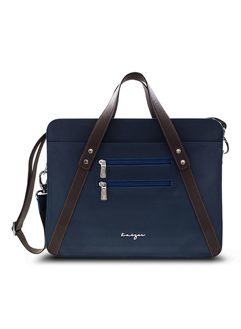 Adroit Leather Business Laptop Bag Dark Blue