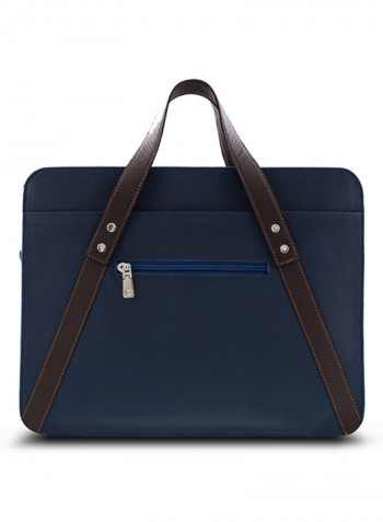 Adroit Leather Business Laptop Bag Dark Blue