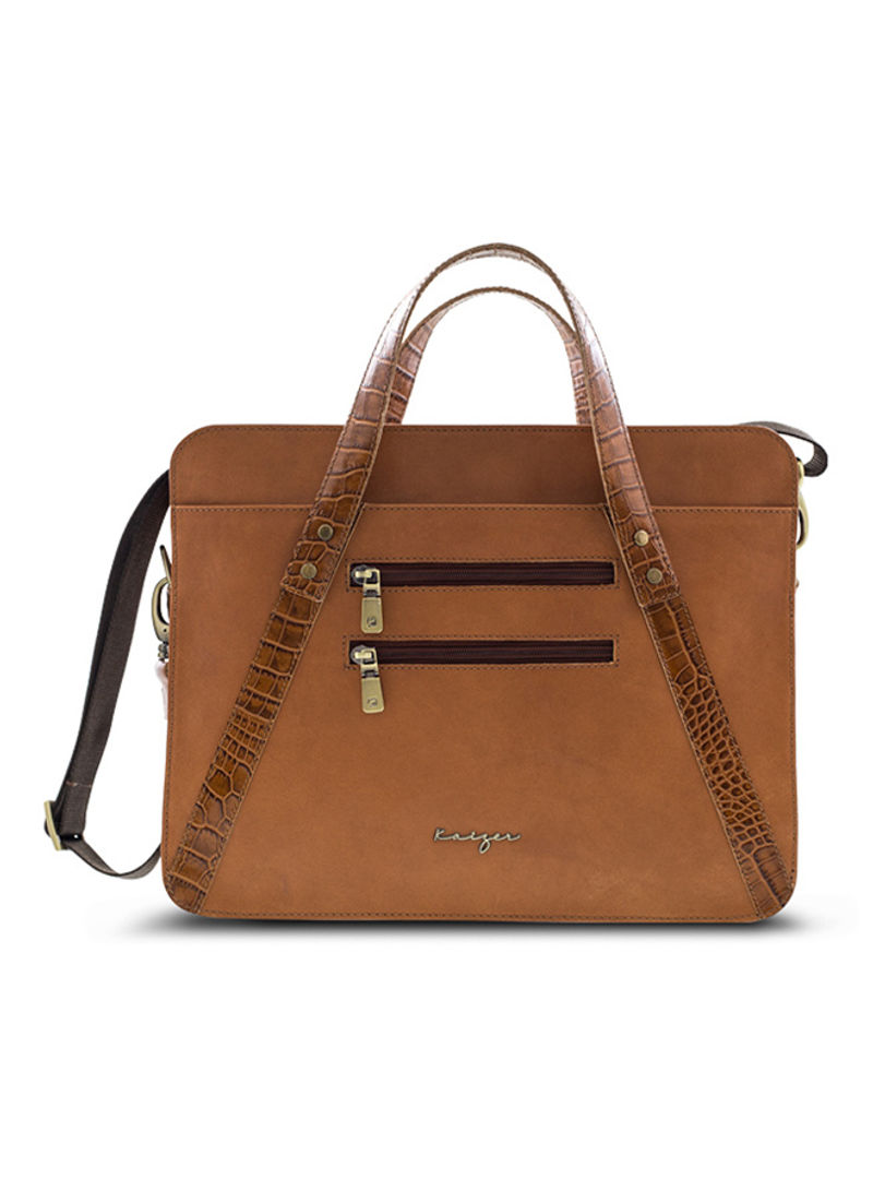 Adroit Leather Business Laptop Bag Tan